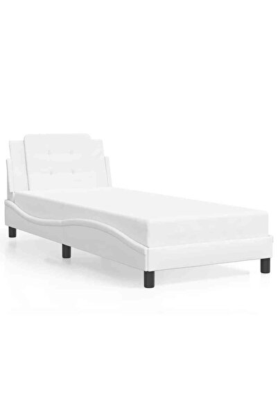 vidaxl Cadru de pat fără saltea, Zadar, alb, 100x203 cm, piele ecologică