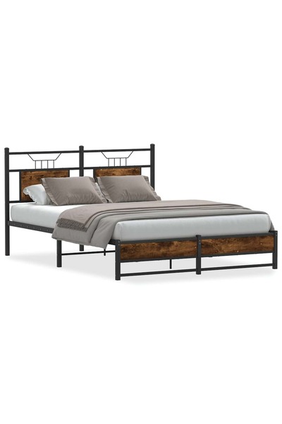 vidaxl Cadru pat fără saltea stejar fumuriu 150x200 cm lemn prelucrat