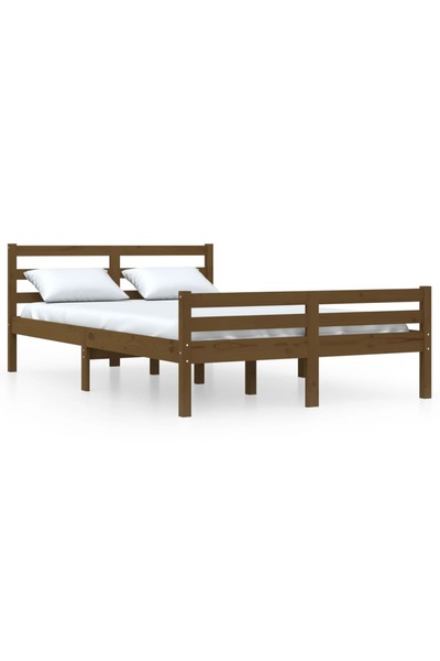 vidaxl Cadru de pat mic dublu, maro miere, 120x190 cm, lemn masiv