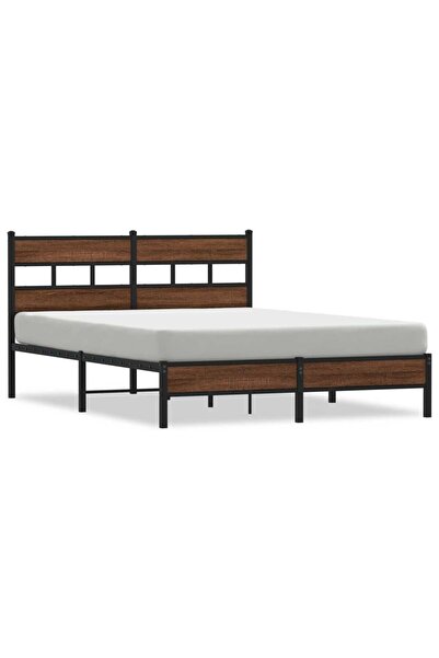 vidaxl Cadru pat fără saltea, stejar maro, 137x190 cm, lemn prelucrat