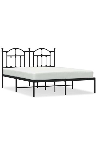 vidaxl Cadru de pat metalic cu tăblie, negru, 140x190 cm