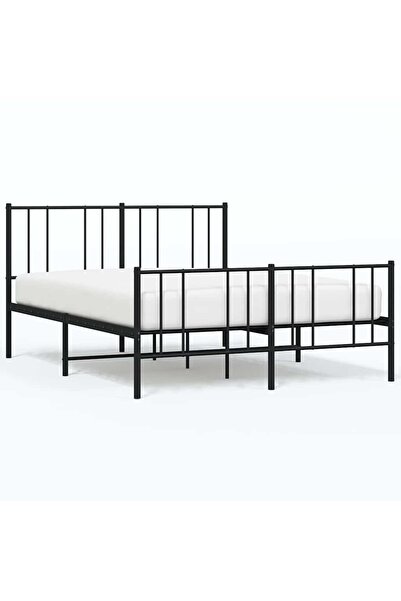 vidaxl Cadru pat metalic cu tăblie de cap/picioare, negru, 140x200 cm