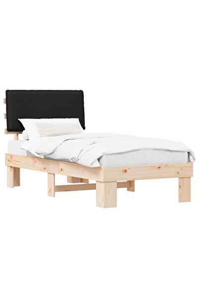 vidaxl Cadru de pat cu tăblie tapițată cu headboard Negru 90 x 200 cm