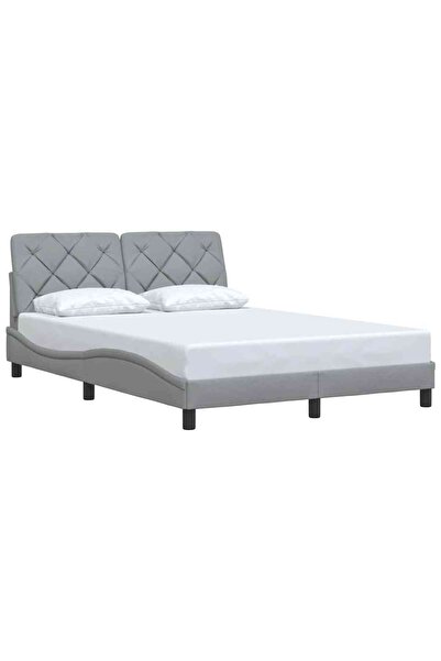 vidaxl Cadru de pat fără saltea, gri deschis, 140x190 cm, textil