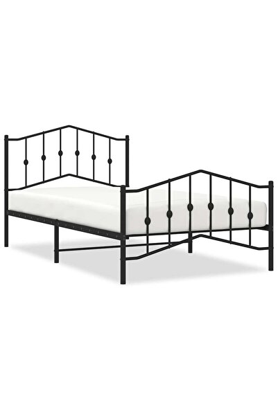 vidaxl Cadru pat metalic cu tăblii de cap/picioare negru, 100x200 cm