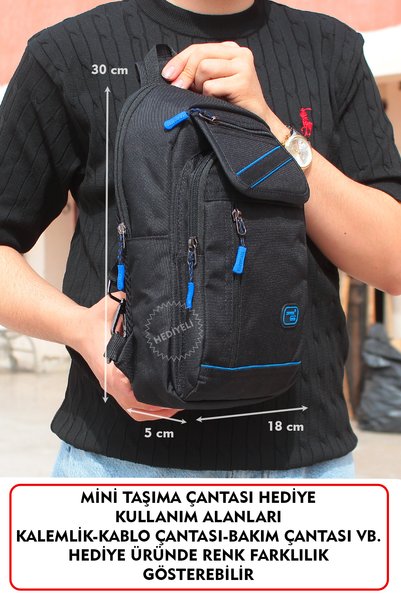 Dada Functional Back Chest and Single Shoulder Bag, Dual-Use, Waterproof Fabric Bady Bag, Blue