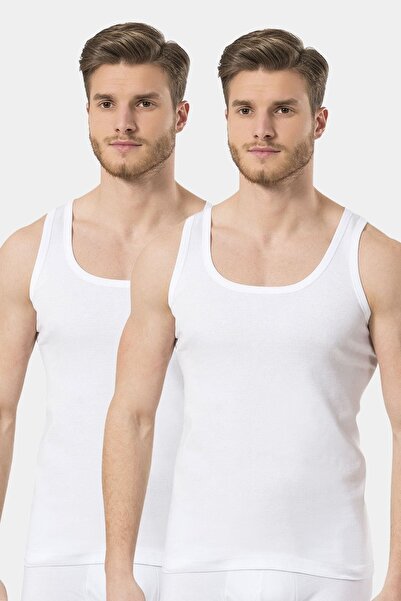 TÜREN 100% Cotton Men's 2-Piece Ribbed Undershirt