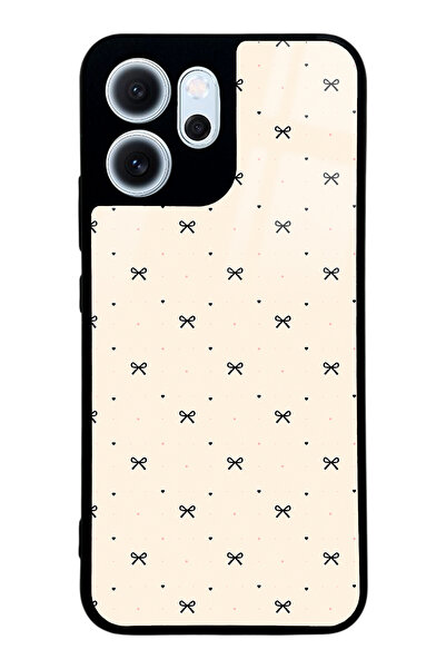 Spoyi Oppo Reno 14F Bej Coquette Pattern Tasarımlı Glossy Telefon Kılıfı