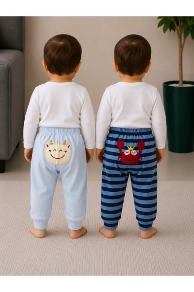 greenmoss 100% Cotton Cute Butt-Shaped 2-Piece Baby Pajama Bottoms