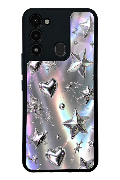 Spoyi Tecno Spark 8C Chrome Star Dream Tasarımlı Glossy Telefon Kılıfı
