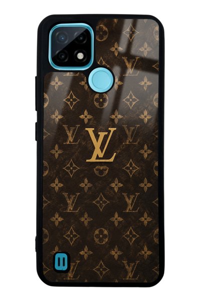 Spoyi Realme C21 Brown Gold Lv Design Glossy Phone Case