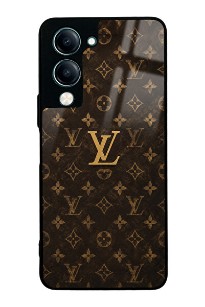 Spoyi Vivo Y04 Brown Gold LV Tasarımlı Glossy Telefon Kılıfı