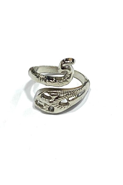 karantuhafiye Silver Color Snake Figured Braided Ring / Adjustable Cord Guide