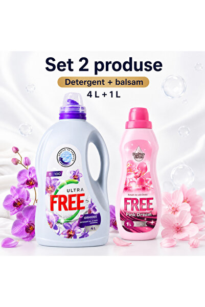 FREE Set 2 Produse pentru Rufe, Ultra Orhidee 4 L, Pink Dreams 1 L, Detergent...