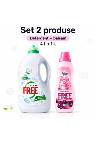 FREE Set 2 Produse pentru Rufe, Ultra Alpine White 4 L, Pink Dreams 1 L, Dete...