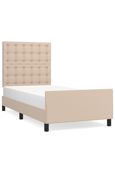 vidaxl Cadru de pat cu tăblie, cappuccino, 80x200 cm, piele ecologică