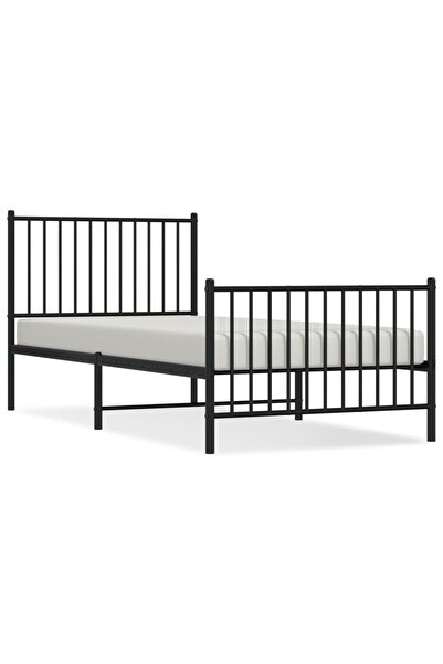 vidaxl Cadru pat metalic cu tăblii de cap/picioare, negru, 90x200 cm