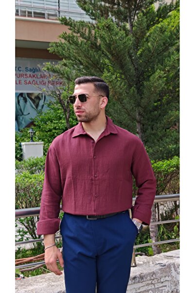 MaymenCo Uzun Kollu Yazlık Keten Gömlek