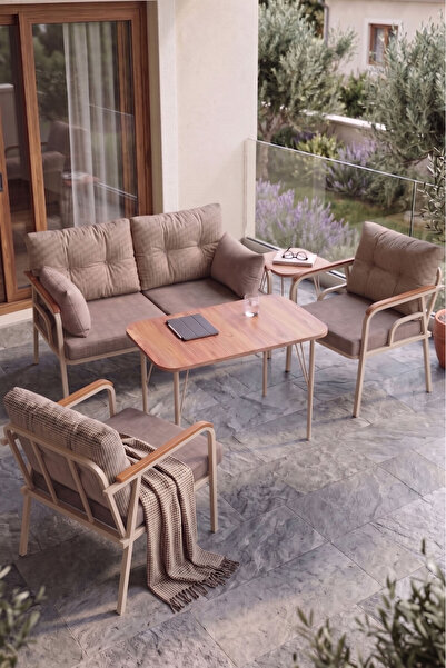 Canisa Ekon Serisi 1. Sınf 3+1+1 ve 1 Adet Orta Sehpa 2 Yastıklı Cappucino İs...