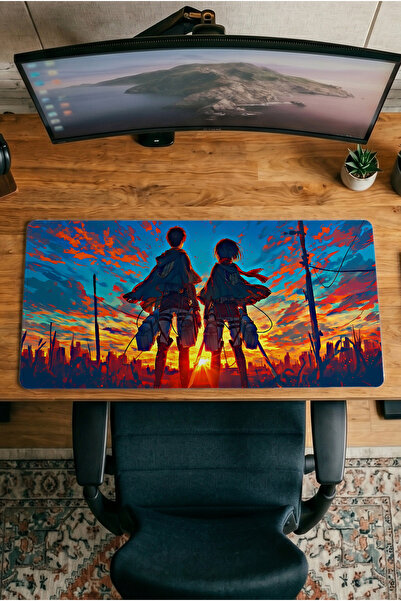 Halura Eren Mikasa Attack on Titan 30X70 Patterned Digital Printed Gaming Mou...