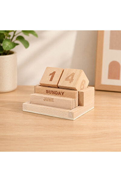 Midi Wooden Perpetual Desk Calendar