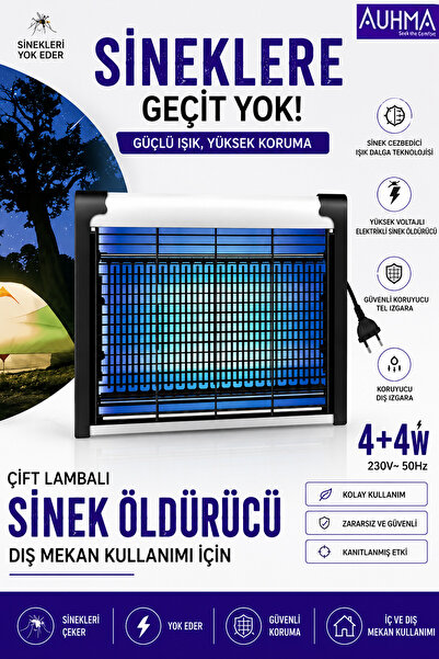 EXENAR Elektrikli Sineklik Sivrisinek Yakalama Cihazı Sinek Tuzağı 4+4W AUHMA...