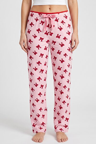 hadiora Women's Pink Ribbon Patterned Bamboo Pajama Bottoms