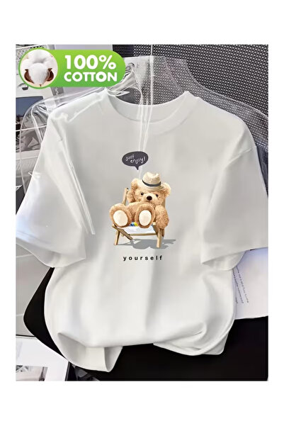 Massgai Unisex majica sa printom medvedića, veće veličine, 100% pamuk