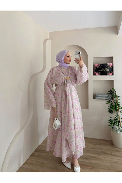 Berra Butik Yeni Sezon Çiçek desen Tesettür Elbise
