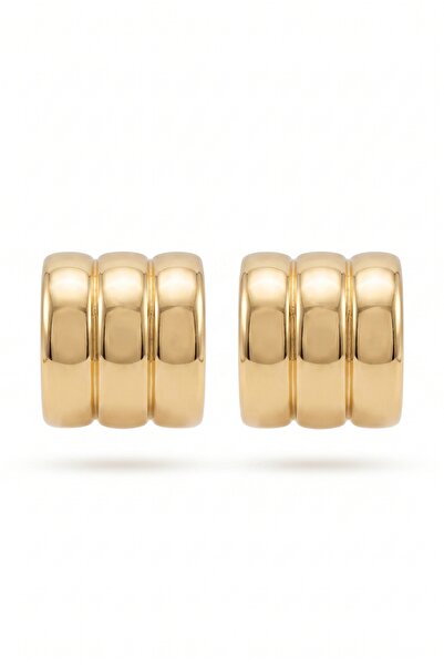 Jack Ferrero Stylish Gold Color Triple Row Curved Hoop Earrings Women's Bijou...