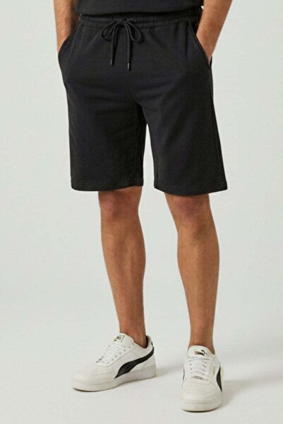 penyebizden Men's Regular Fit 100% Cotton Unprinted Shorts-Black