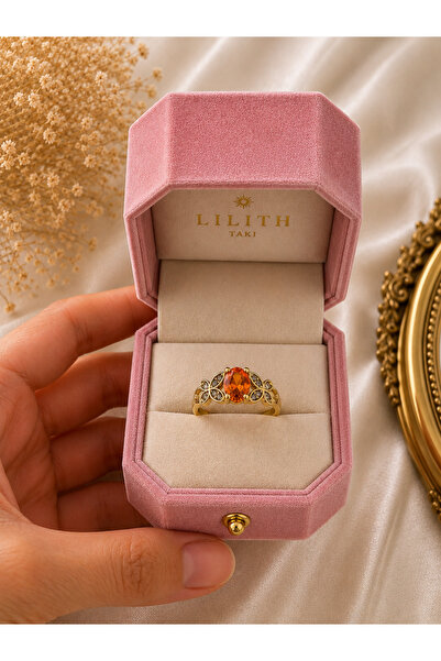Lilith Takı Vintage Orange Stone Detailed Women's Ring – Exquisitely Crafted ...