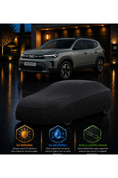 COCEM Dacia Duster Stepway Uyumlu Siyah Araç Örtüsü Su Geçirmez Tam Koruma Ot...