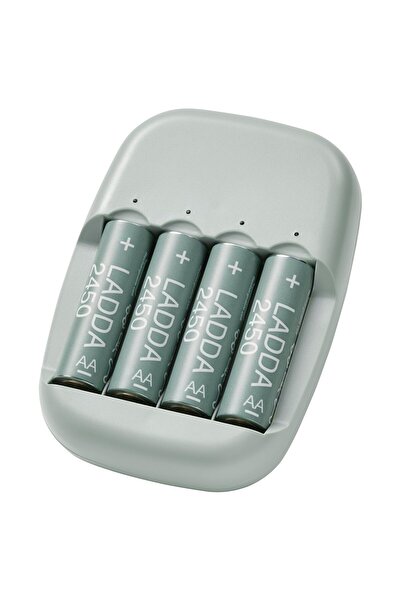 IKEA STENKOL / LADDA Battery charger and 4 batteries