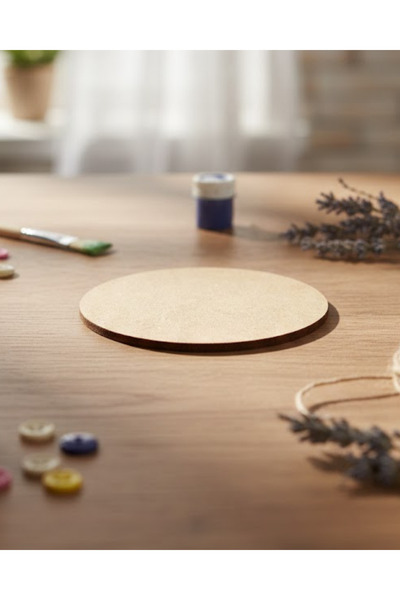 ih ihra 10'li Ham MDF Yuvarlak Supla Seti - 30 cm Çapında Dekoratif Servis Al...