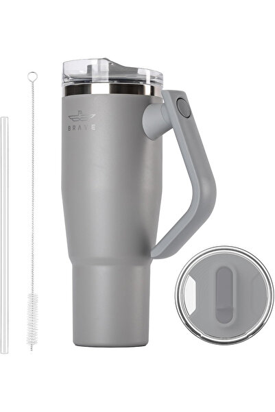 Brave Temp Guard Vacuum Insulated Travel Mug – 180° Rotating Handle, 24H Cold...