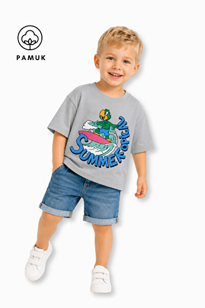 difa kids Parrot Printed Casual Short Sleeve Summer Boy's T-Shirt