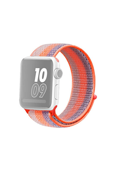OEM Υφασμάτινο λουράκι για Apple Watch 42mm 44mm 45mm 49mm Ριγέ Πορτοκαλί Κόκ...