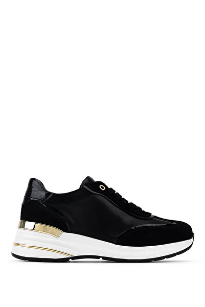 Tamer Tanca Women's Genuine Leather Black Suede Sneakers & Sports Shoes