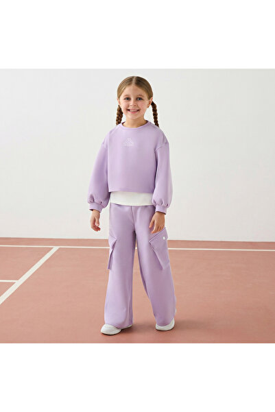 Kappa Round Neck Long Sleeve Sweatshirt and Pants Set with Flap Pockets