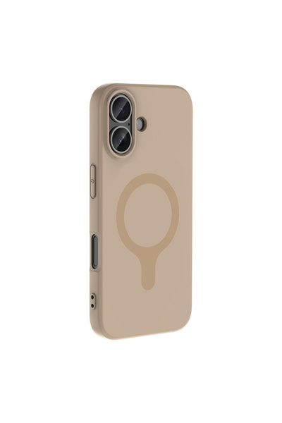 Techaks iPhone 16 Kılıf M-Safe Şarj Özellikli TCHS Aris Silikon Kapak - Krem