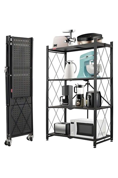 Beauenty Portable Storage Shelves with Rolling Design, Heavy-Duty Metallic St...