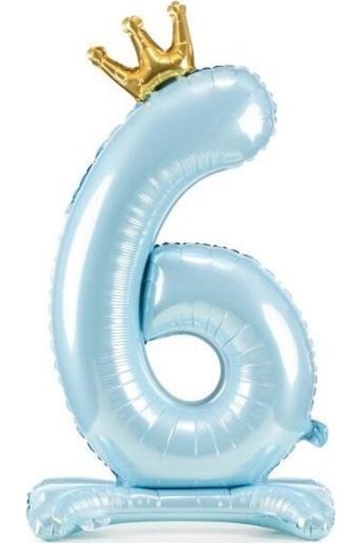 Partydeco Balon folie, numarul 6, Albstru deschis, 84cm
