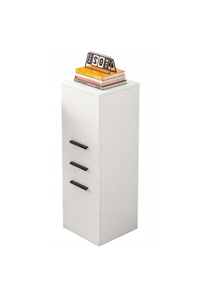 Muvu Bibliotecă închisă, albă, practică, modernă, stil loft, pentru birou, 85 cm