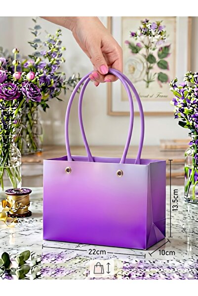 hobidaşım Lavanta Esintisi: Gradyan Mor Çiçek Çantası - 22 cm