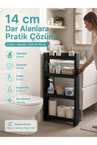 Motek 4-Tier Slim Narrow Space Organizer Shelf, Multi-Purpose Kitchen and Bat...