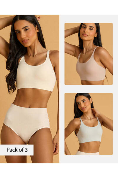 REDTAG Women Assorted 3 Pack Microfiber Comfort Bras