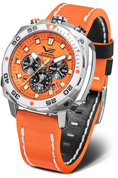 Vostok Europe Set bărbătesc VK67-650A723, portocaliu, cu o curea suplimentară.