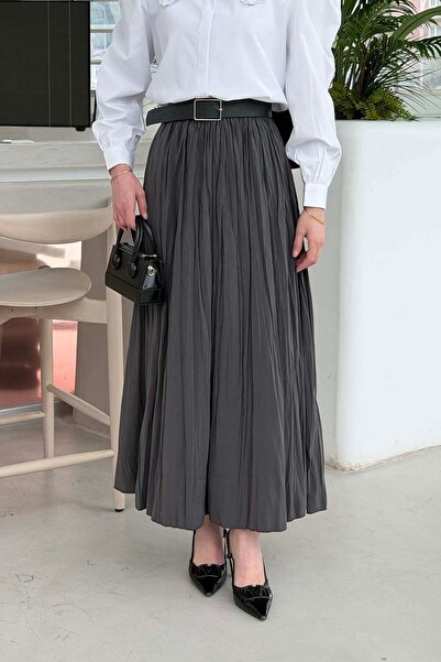 lamelif Kraşlı Hijab Skirt Gray