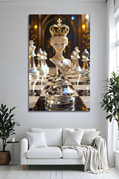 Parıltı Yayınları Tablou de lux din sticlă cu tematică de șah, decor modern d...
